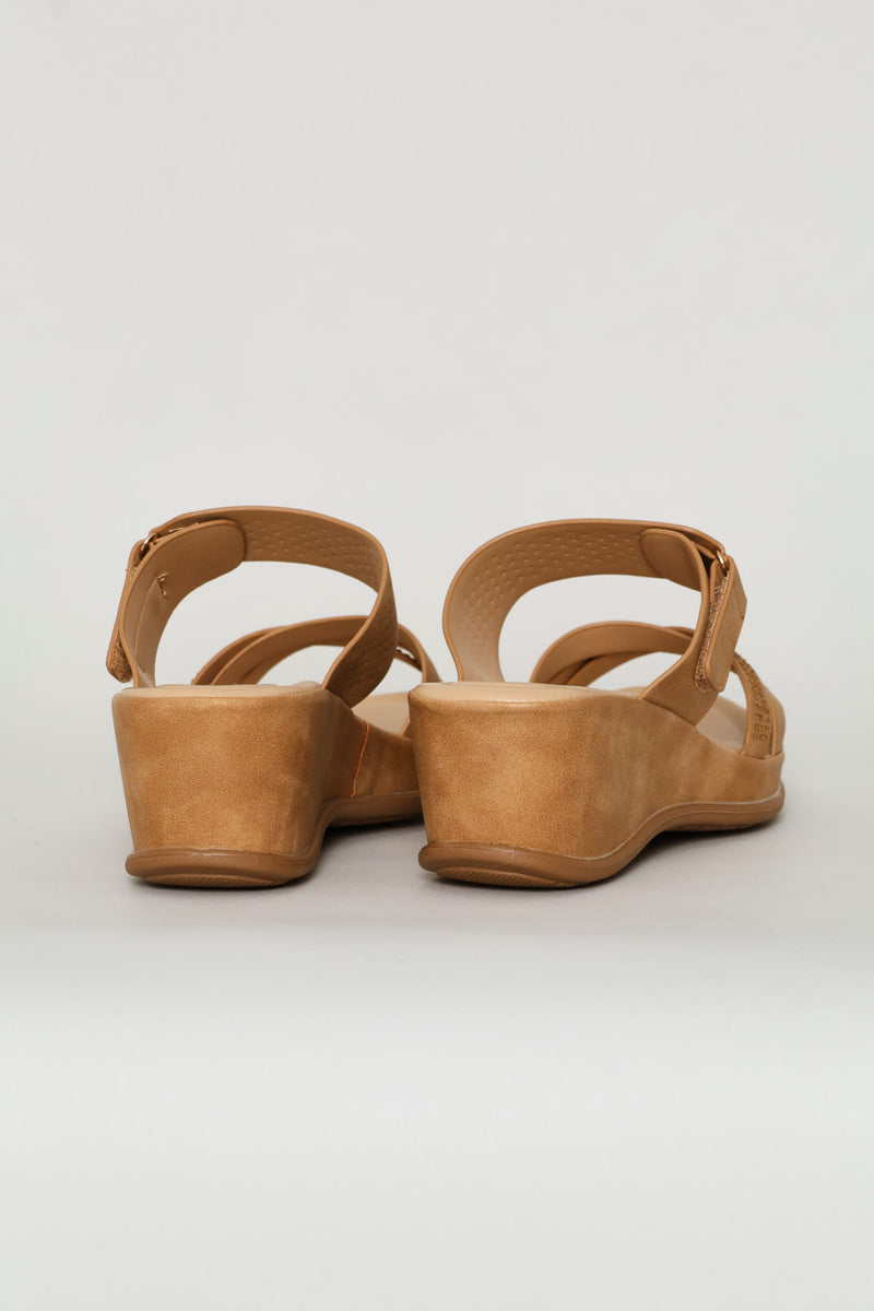 Shaped Heel Sandal - Tan