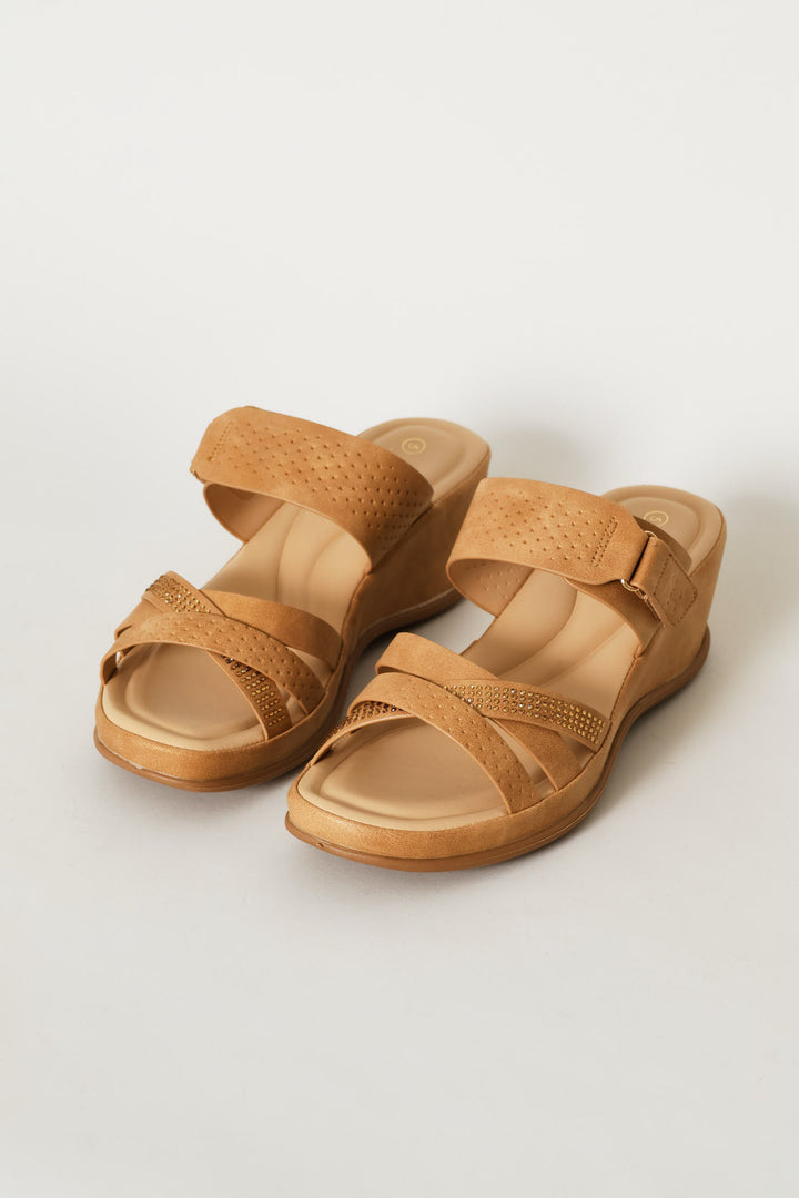 Shaped Heel Sandal - Tan