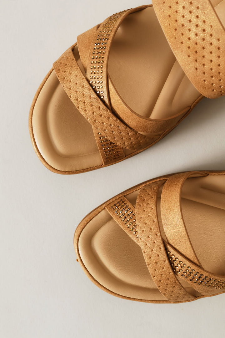 Shaped Heel Sandal - Tan