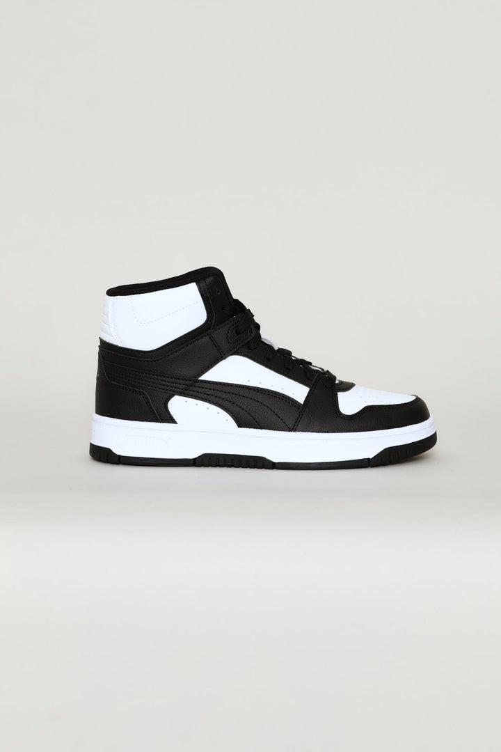Boys Rebound Slam Mid Jr Sneaker - White/Black