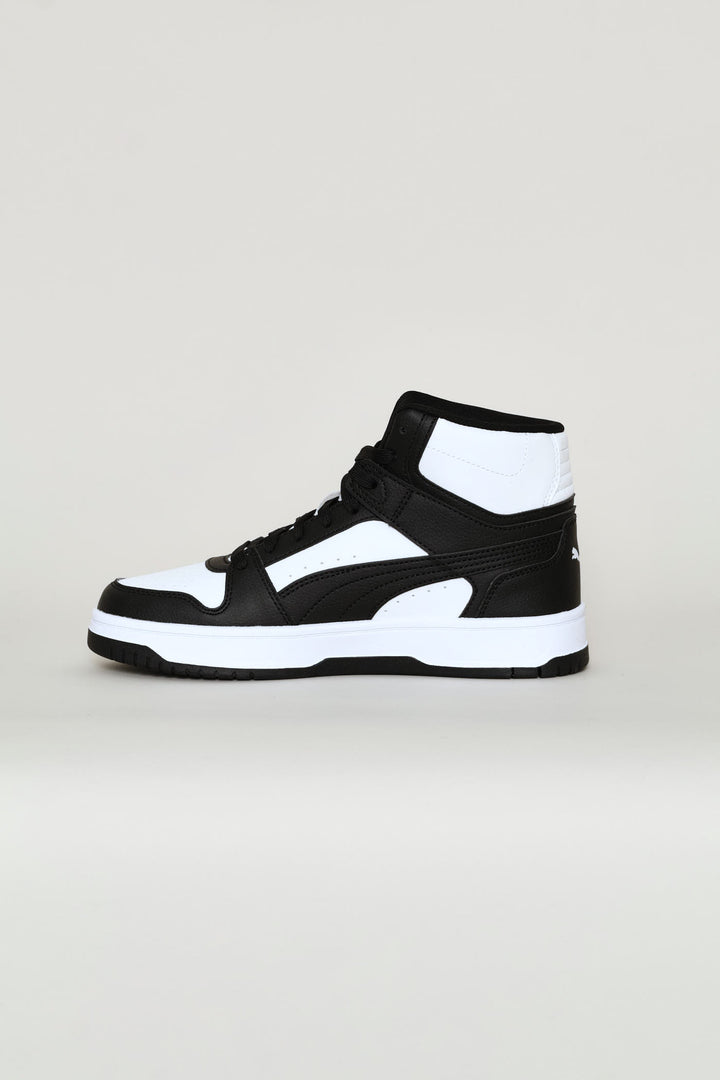 Boys Rebound Slam Mid Jr Sneaker - White/Black