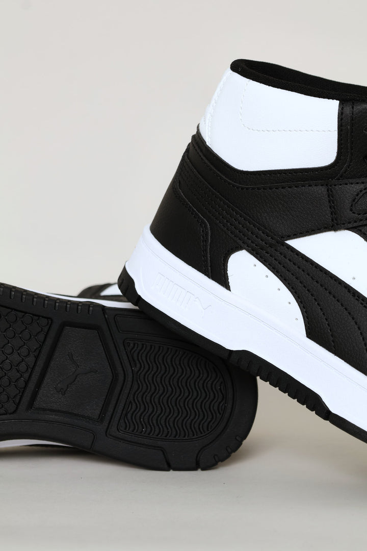 Boys Rebound Slam Mid Jr Sneaker - White/Black