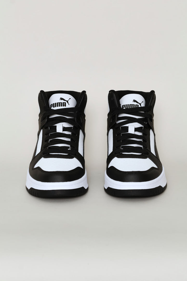 Boys Rebound Slam Mid Jr Sneaker - White/Black