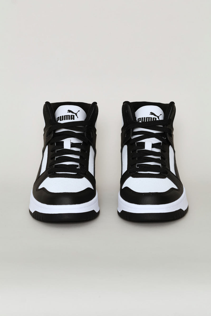 Boys Rebound Slam Mid Jr Sneaker - White/Black