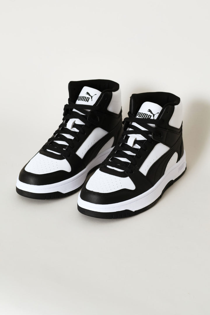 Boys Rebound Slam Mid Jr Sneaker - White/Black