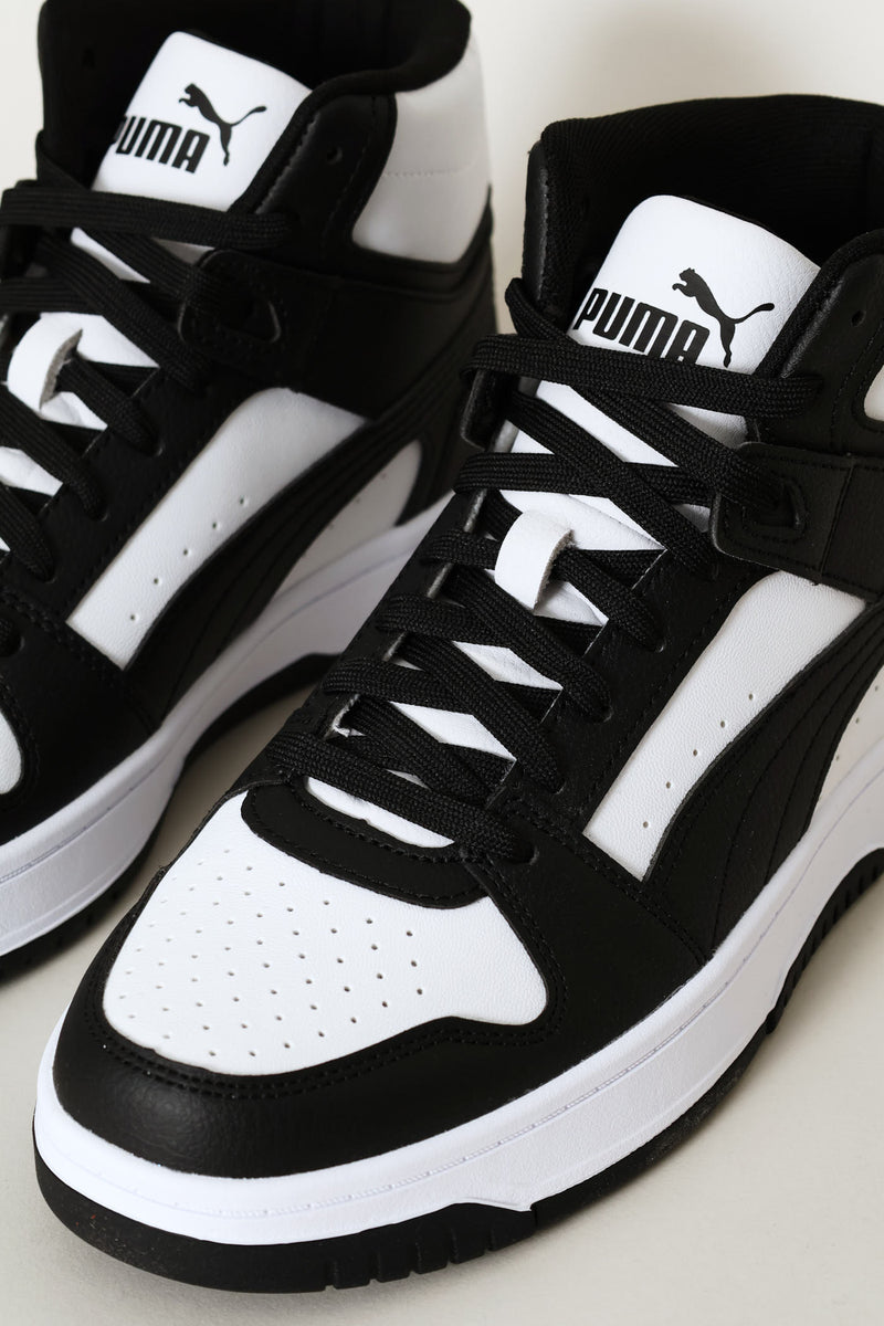 Boys Rebound Slam Mid Jr Sneaker - White/Black