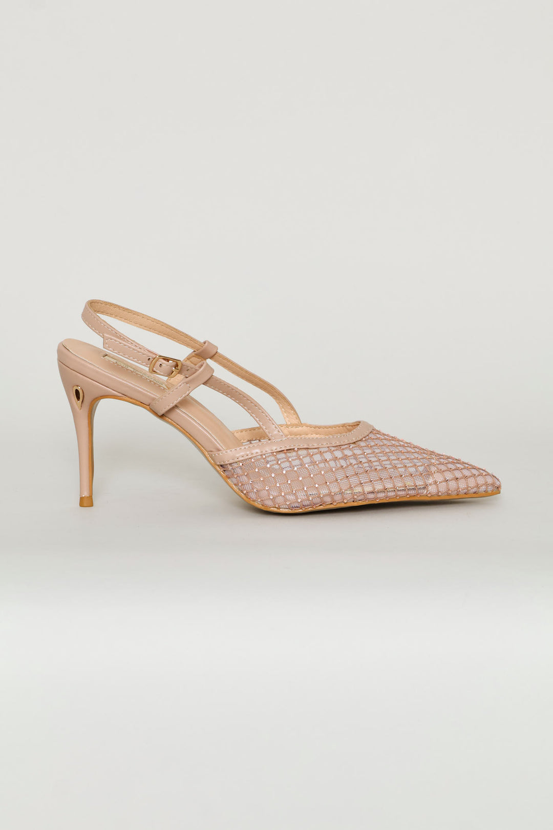 Mesh Diamante Heel - Nude