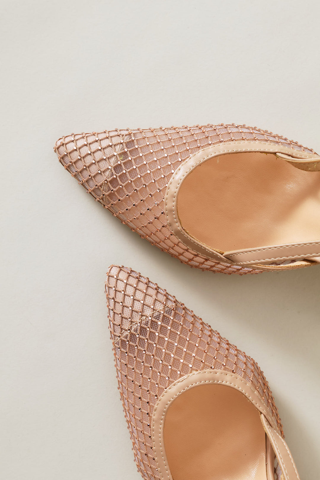 Mesh Diamante Heel - Nude