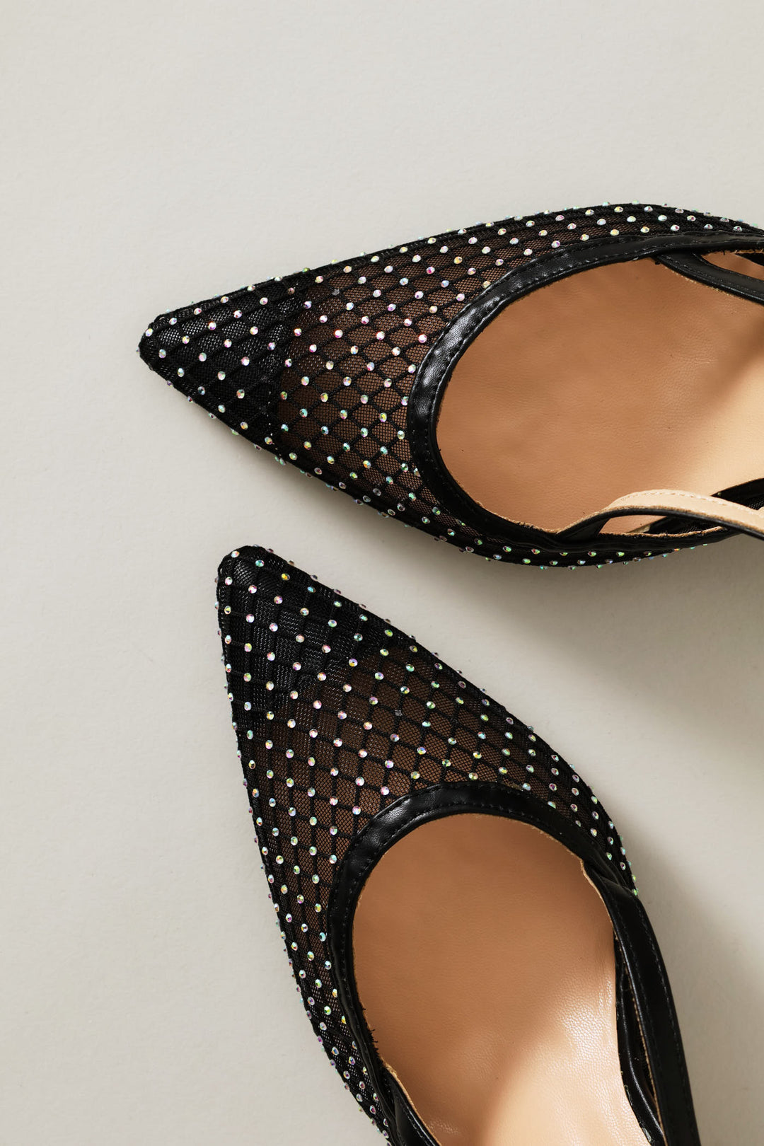 Mesh Diamante Heel - Black