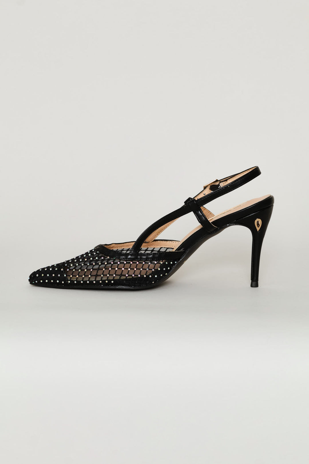 Mesh Diamante Heel - Black