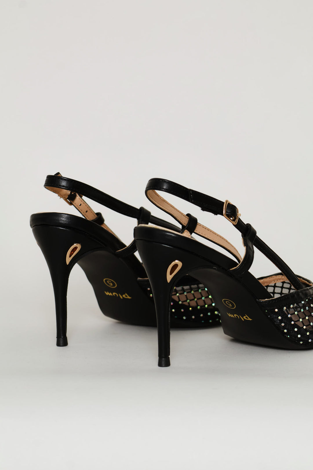 Mesh Diamante Heel - Black