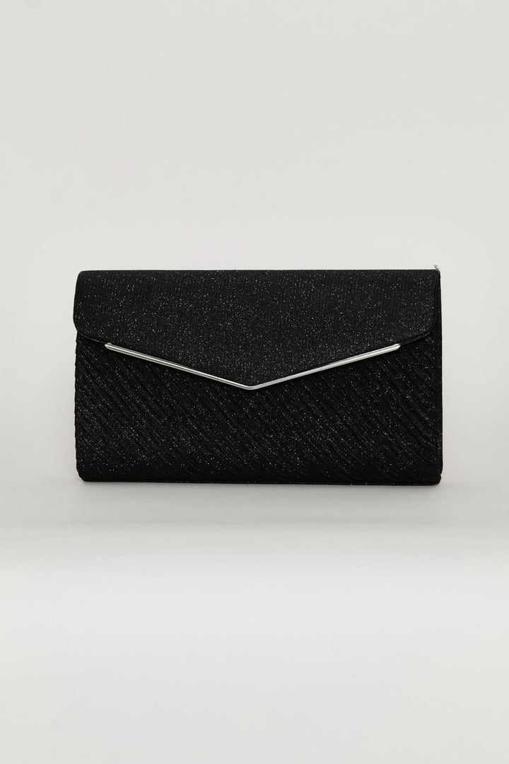 Shimmer Envelope Clutch - Black