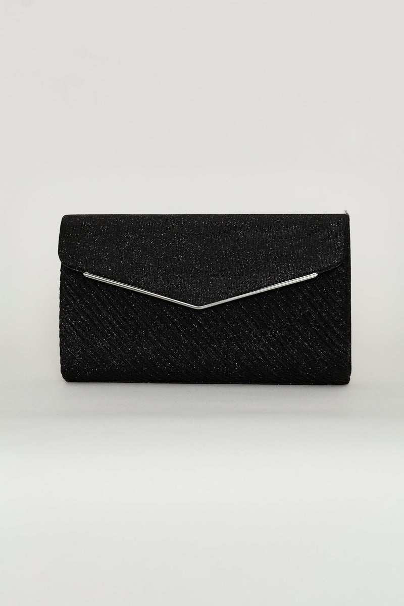 Shimmer Envelope Clutch - Black