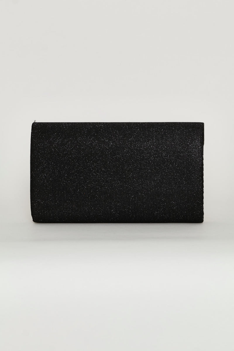 Shimmer Envelope Clutch - Black