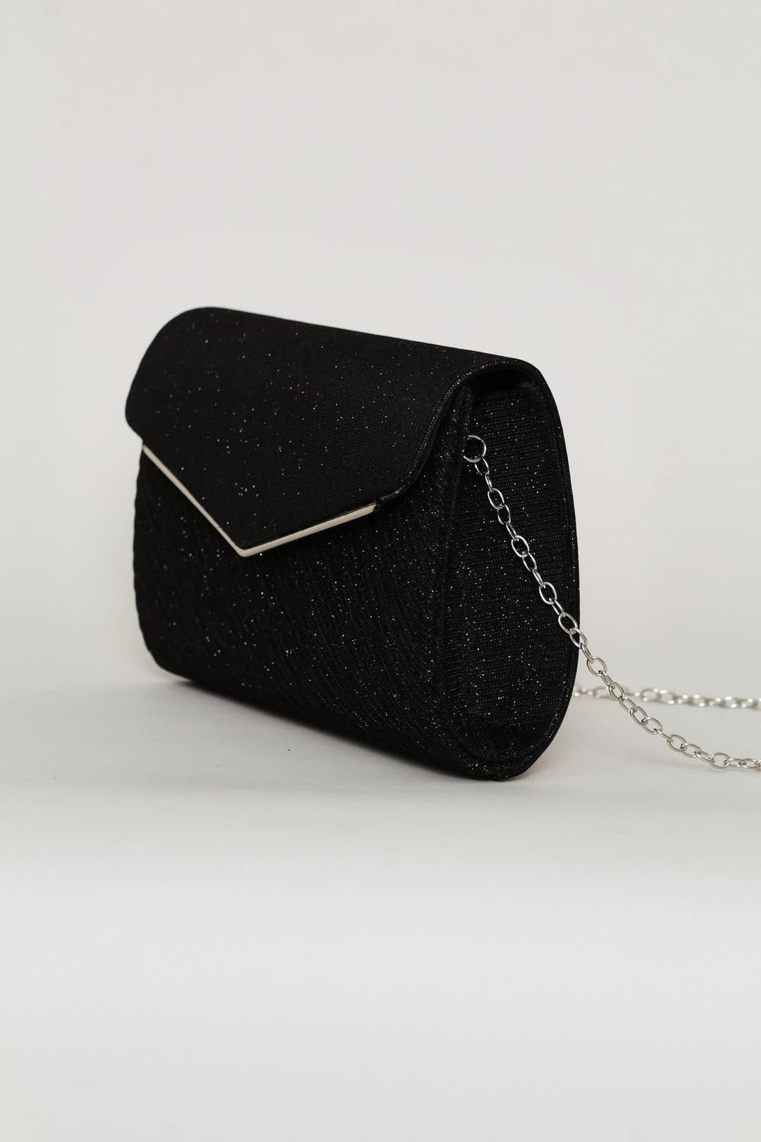 Shimmer Envelope Clutch - Black