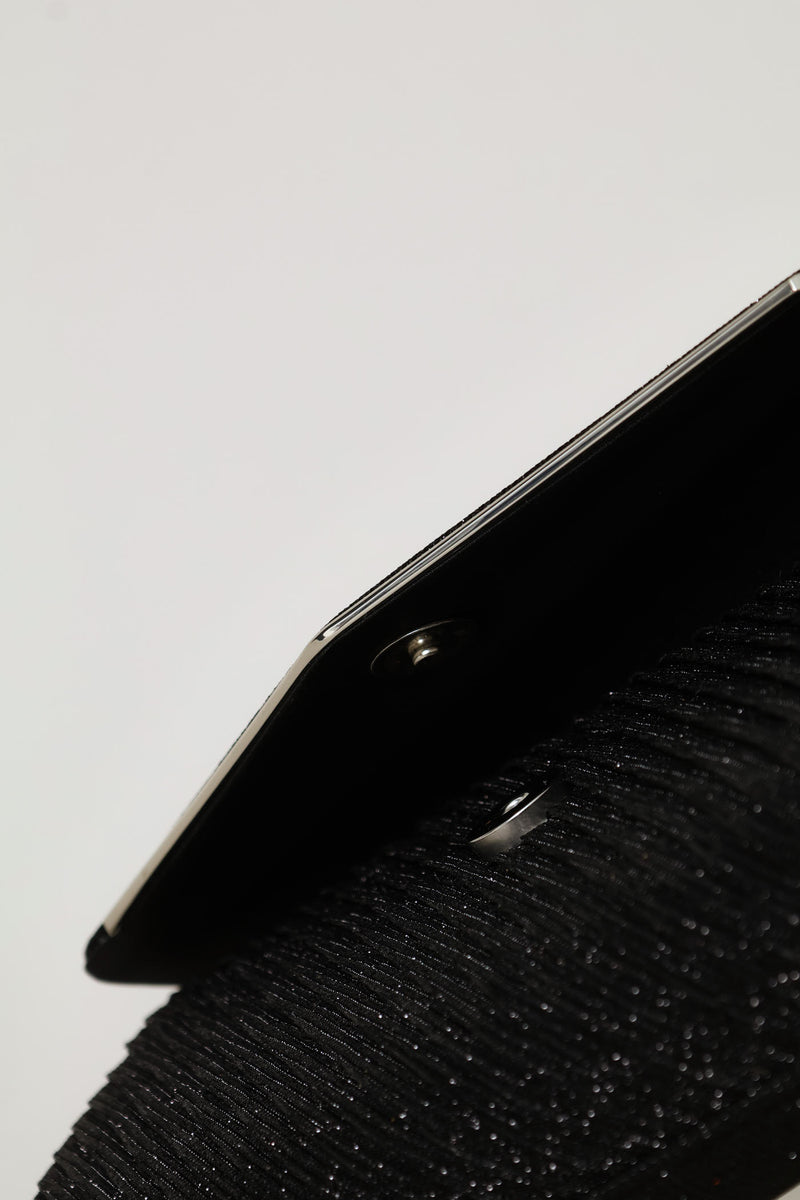 Shimmer Envelope Clutch - Black