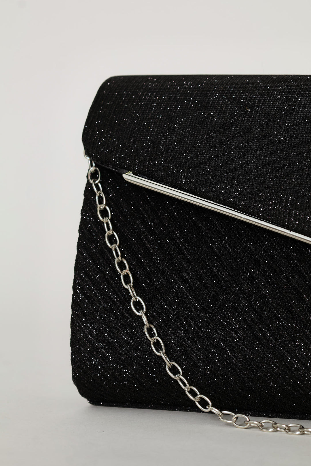 Shimmer Envelope Clutch - Black