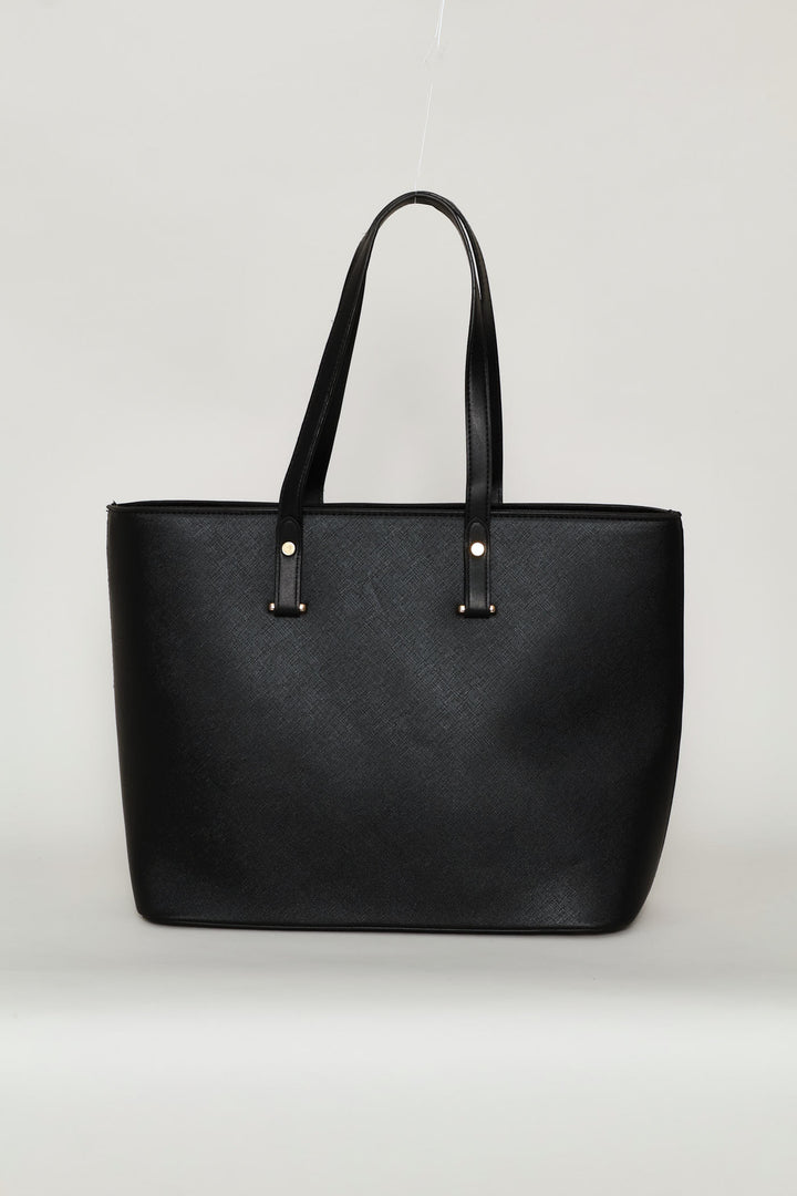 Gold Trim Shopper Bag - Black