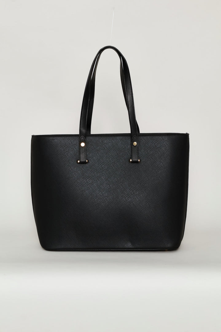Gold Trim Shopper Bag - Black