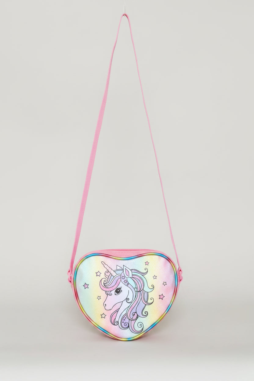 Pre-Girls Heart Unicorn Sling Bag - Pink