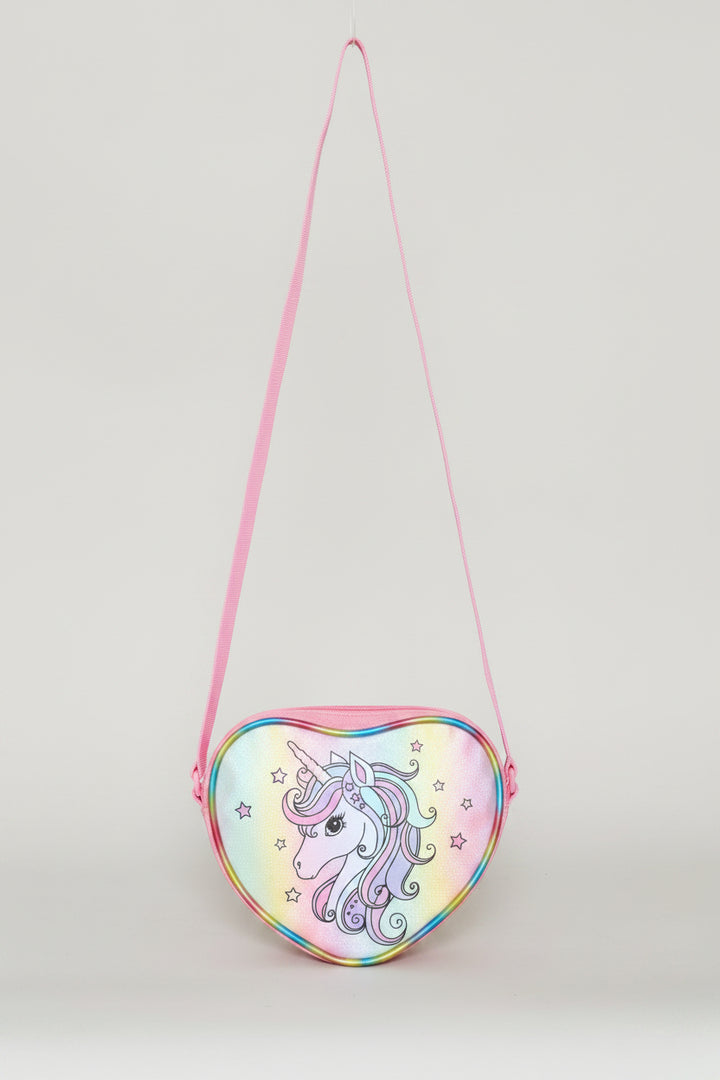Pre-Girls Heart Unicorn Sling Bag - Pink