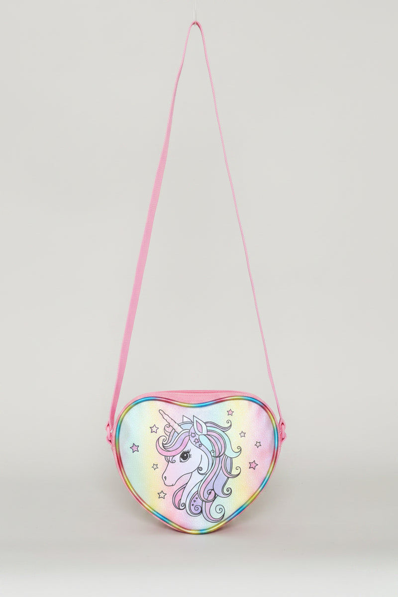 Pre-Girls Heart Unicorn Sling Bag - Pink