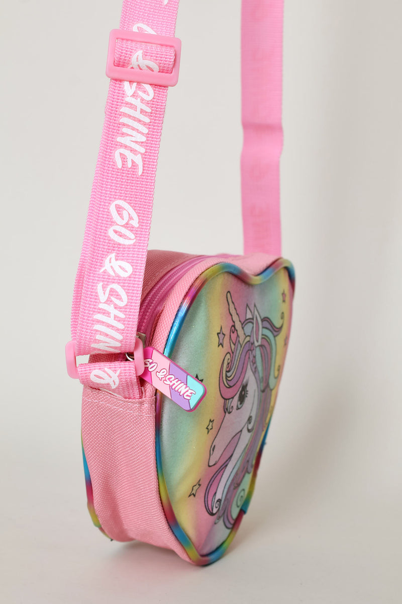 Pre-Girls Heart Unicorn Sling Bag - Pink