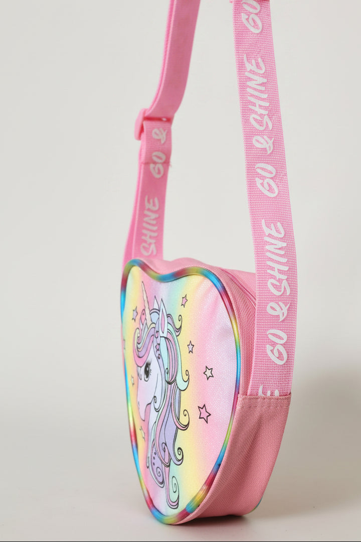 Pre-Girls Heart Unicorn Sling Bag - Pink