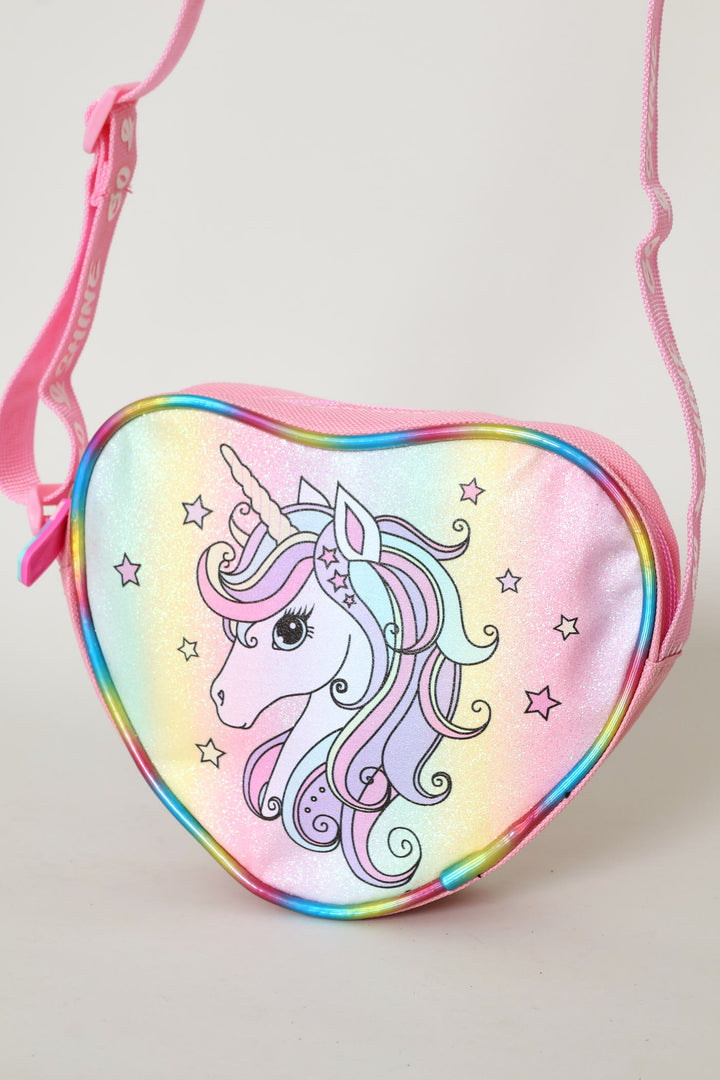 Pre-Girls Heart Unicorn Sling Bag - Pink