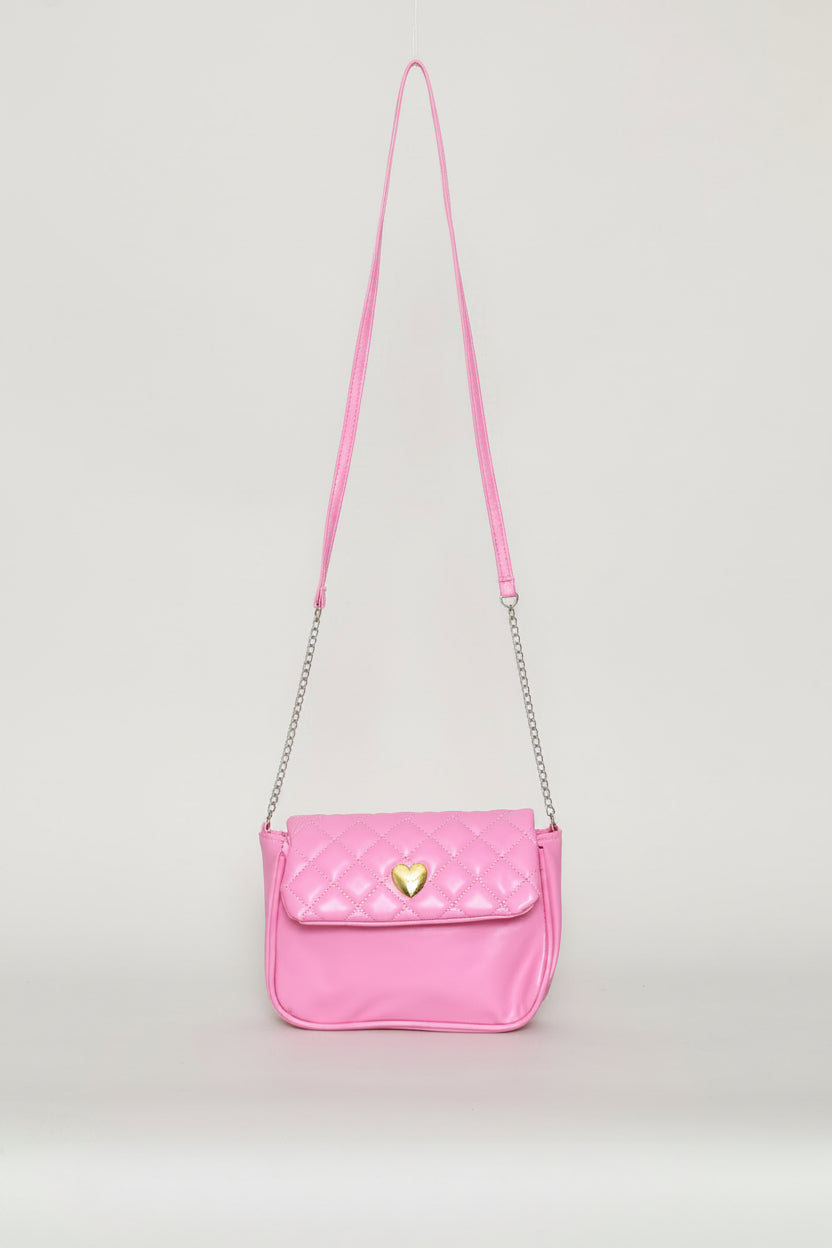 Girls Quilted Sling Bag - Pink