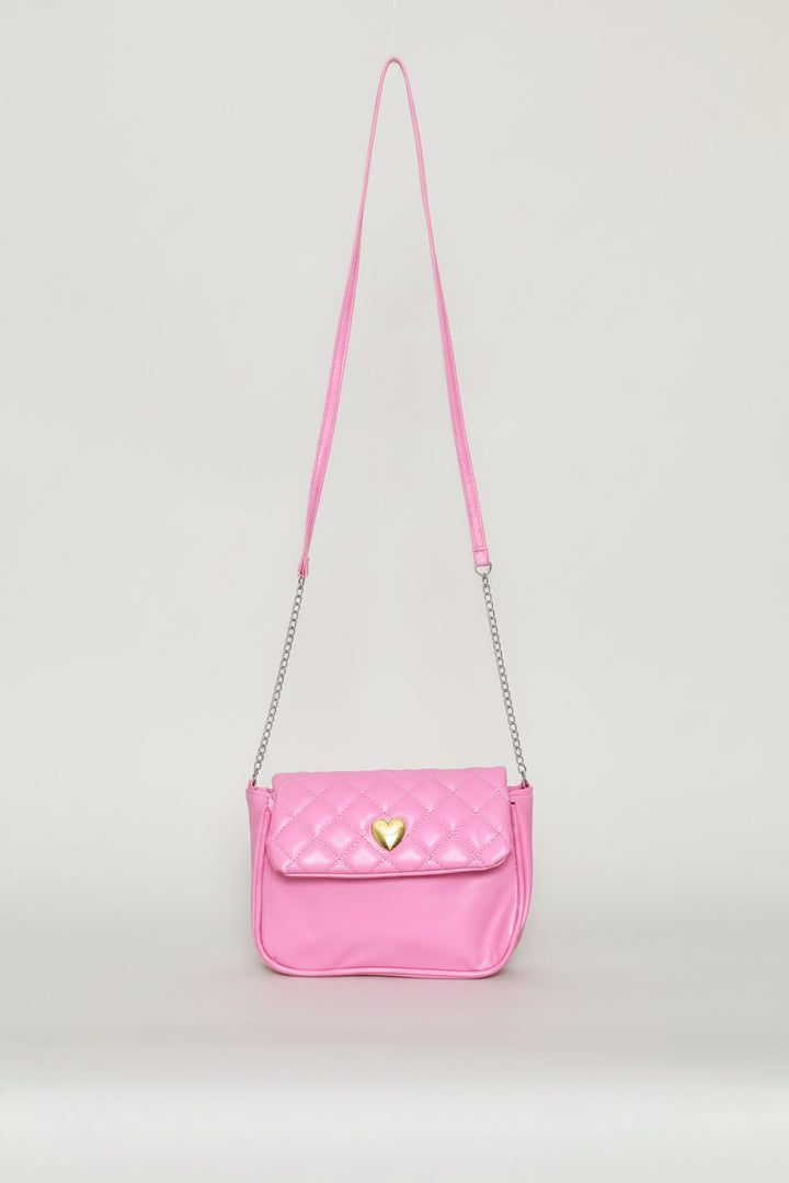 Girls Quilted Sling Bag - Pink