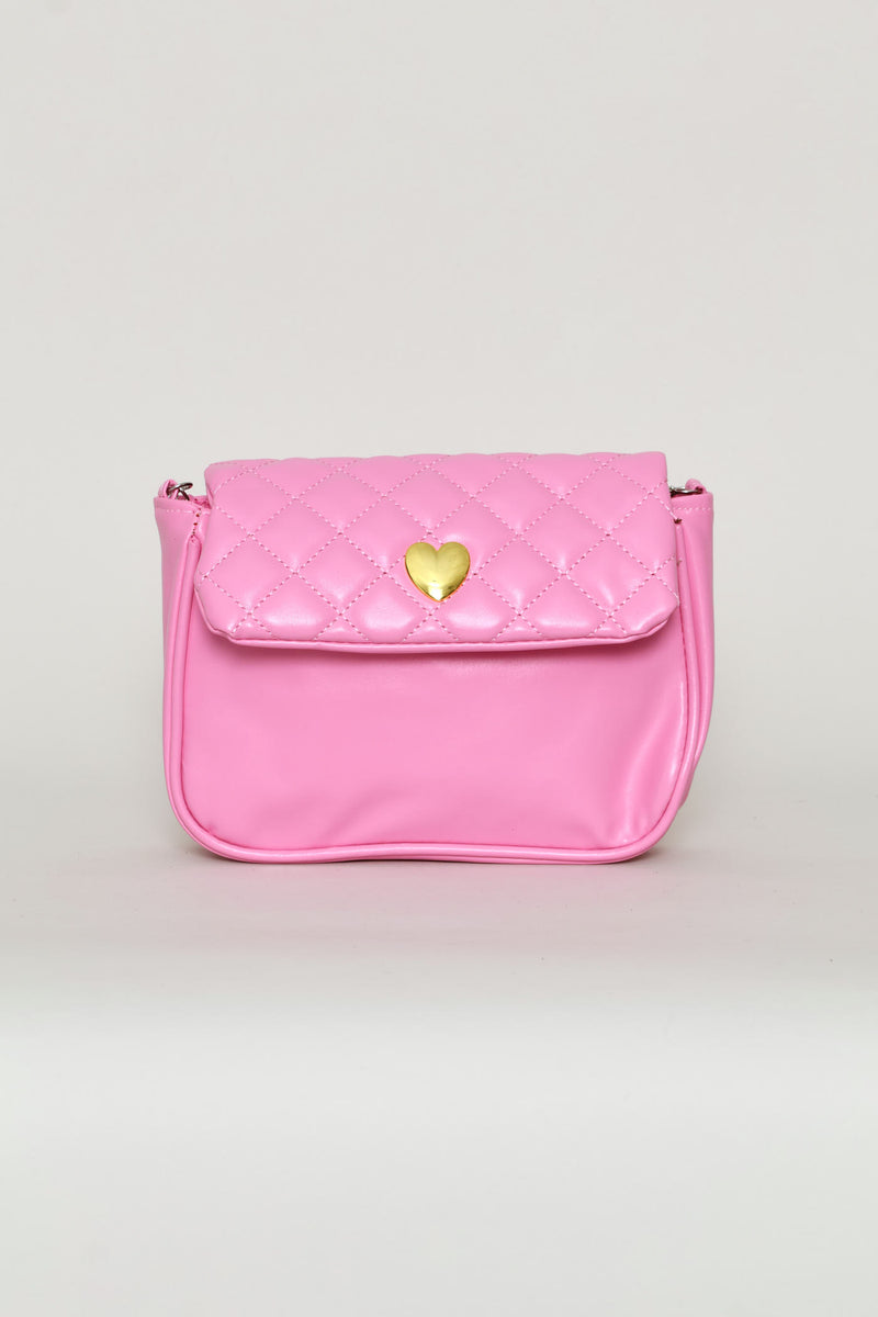 Girls Quilted Sling Bag - Pink
