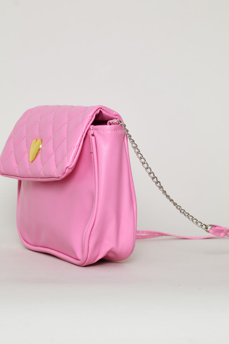 Girls Quilted Sling Bag - Pink
