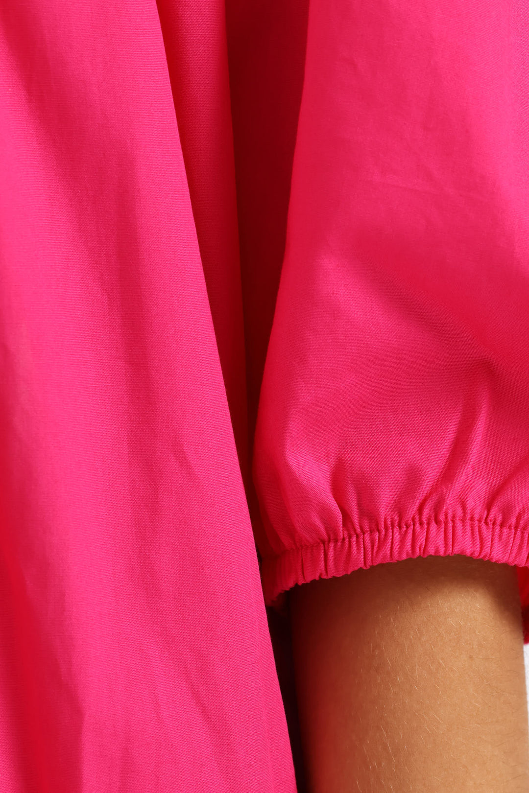 Girls Gauged Front Flare Poplin Dress - Cerise