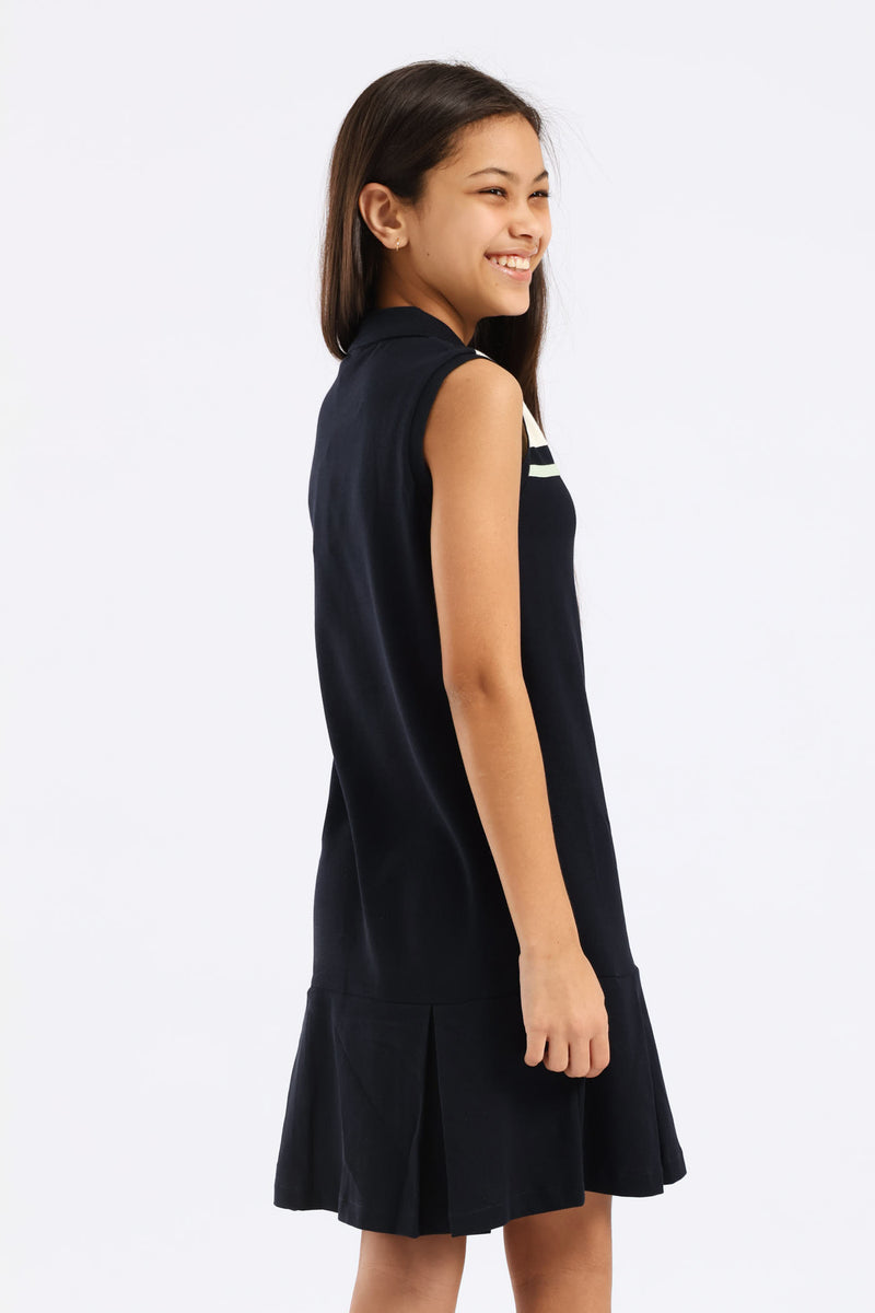 Girls Kerry Sleeveless Golfer Dress - Navy