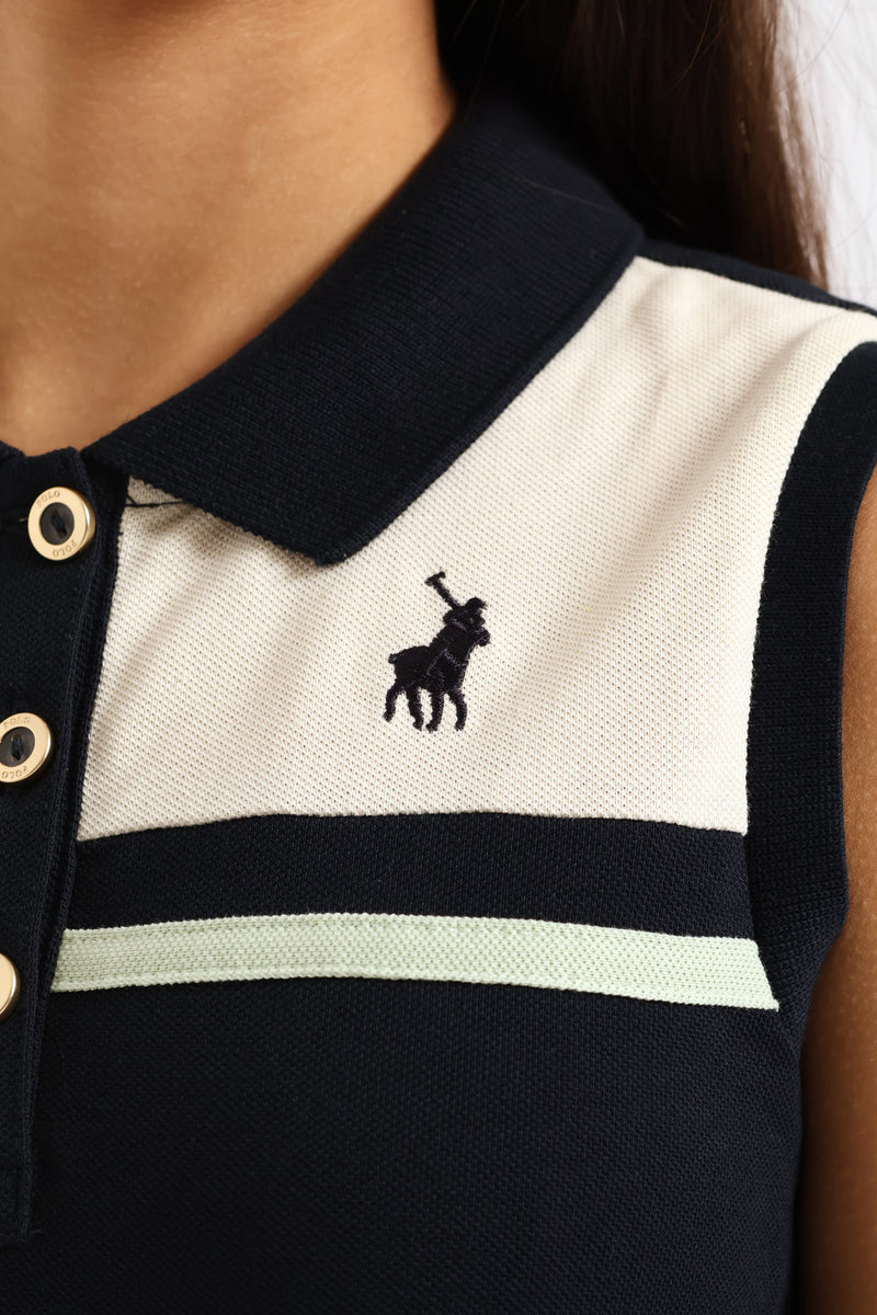 Girls Kerry Sleeveless Golfer Dress - Navy