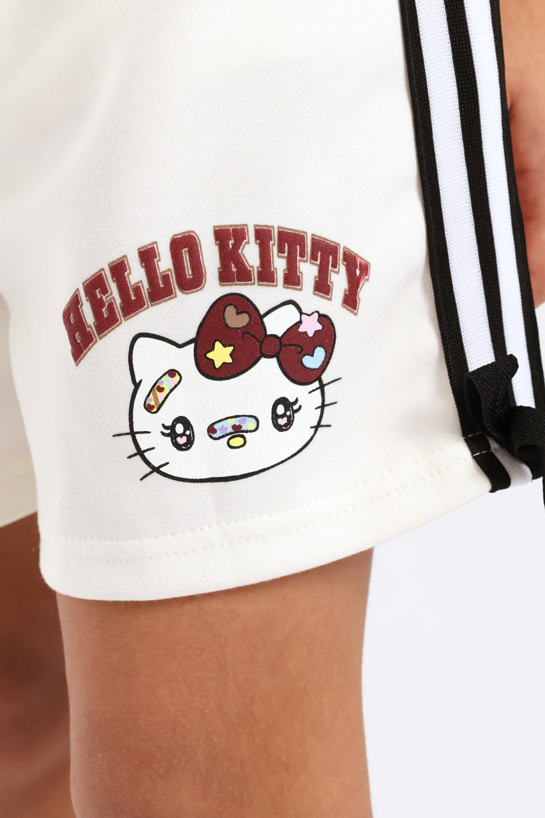 Girls Side Tape Bow Sport Short - Milk