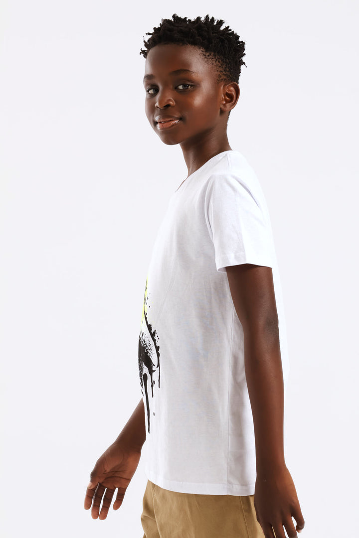 Boys Spray Paint Gamer Print Tee - White