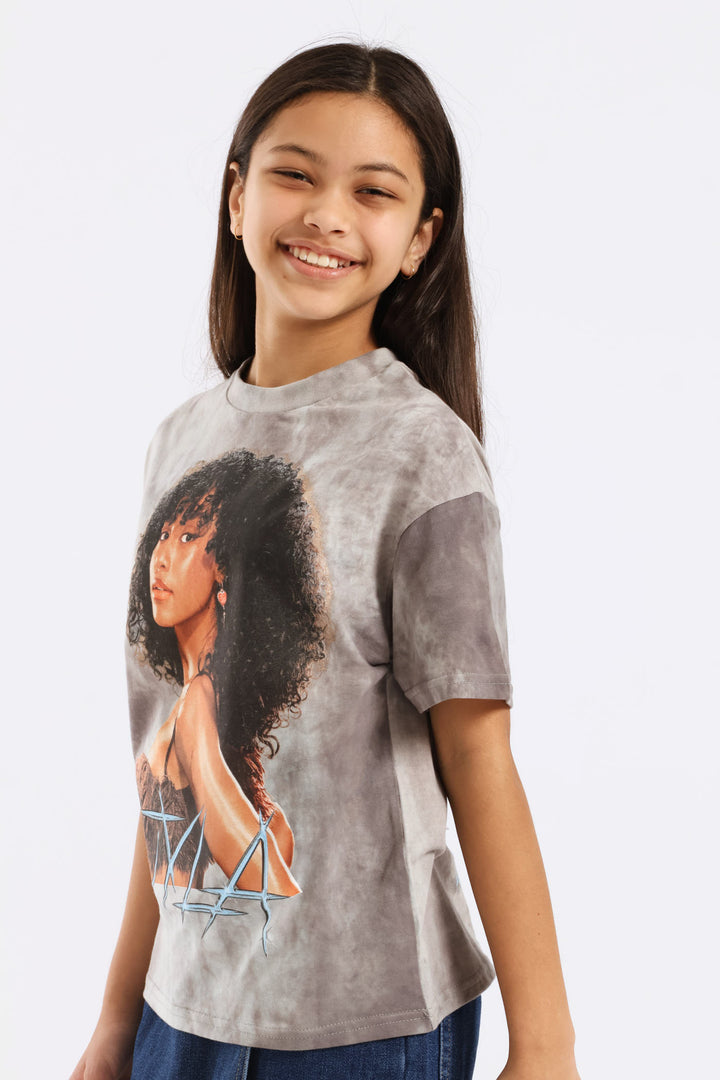 Girls Tyla Oversized Tee - Charcoal