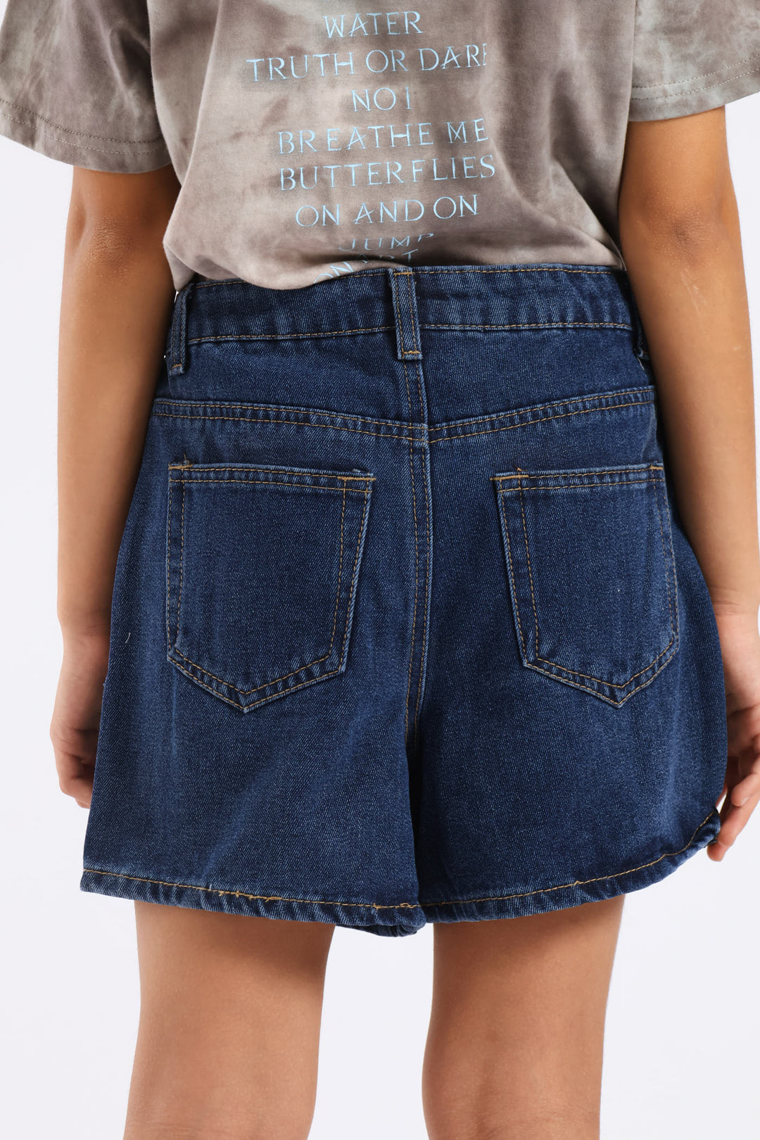 Girls Denim Wrap Skort - Dark Blue