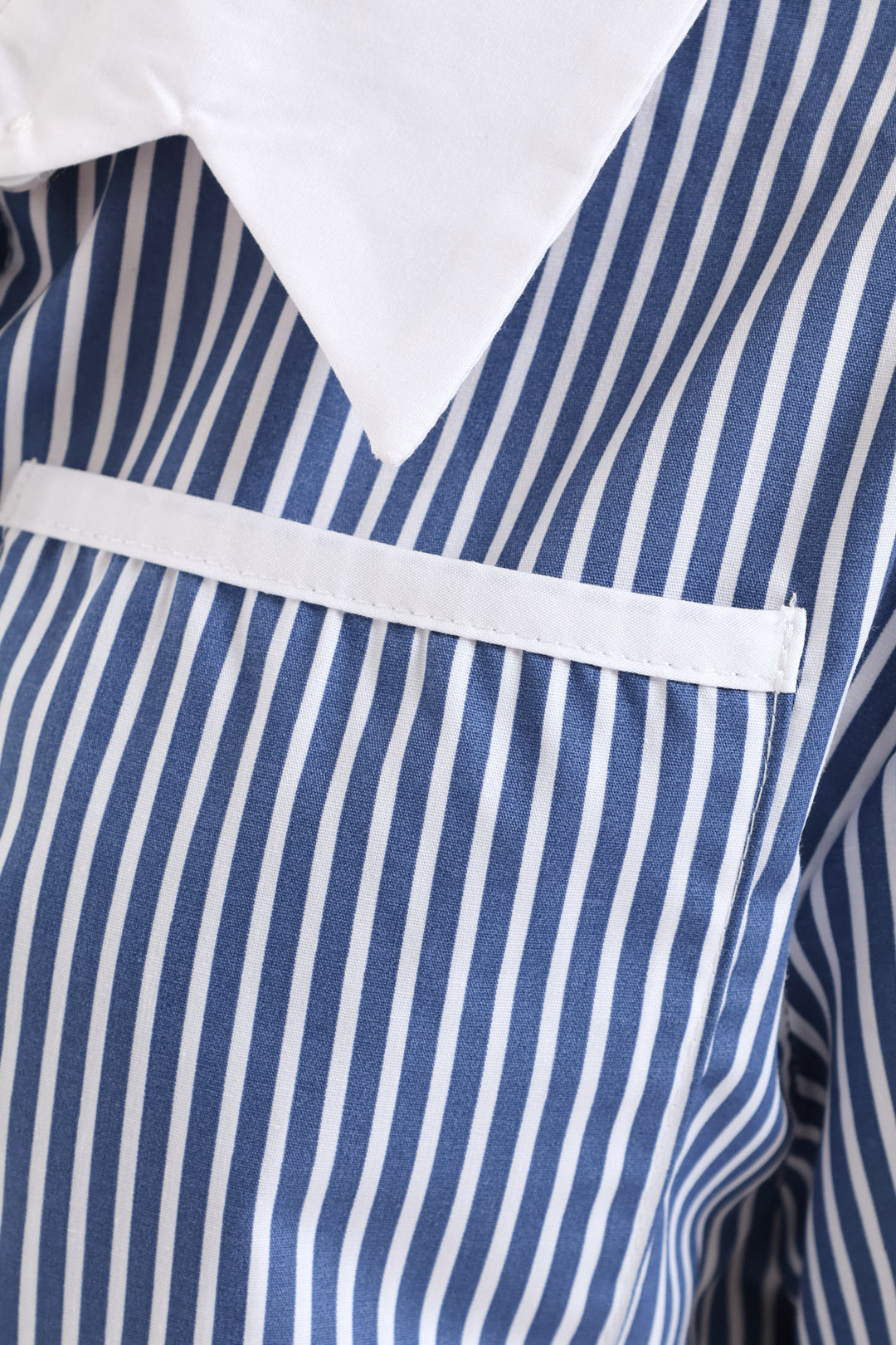 Girls Contrast Collar Cropped Shirt - Blue