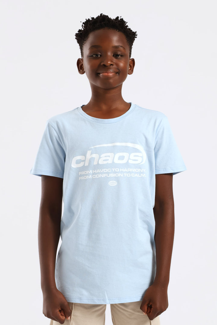 Boys Chaotic Print Tee - Light Blue