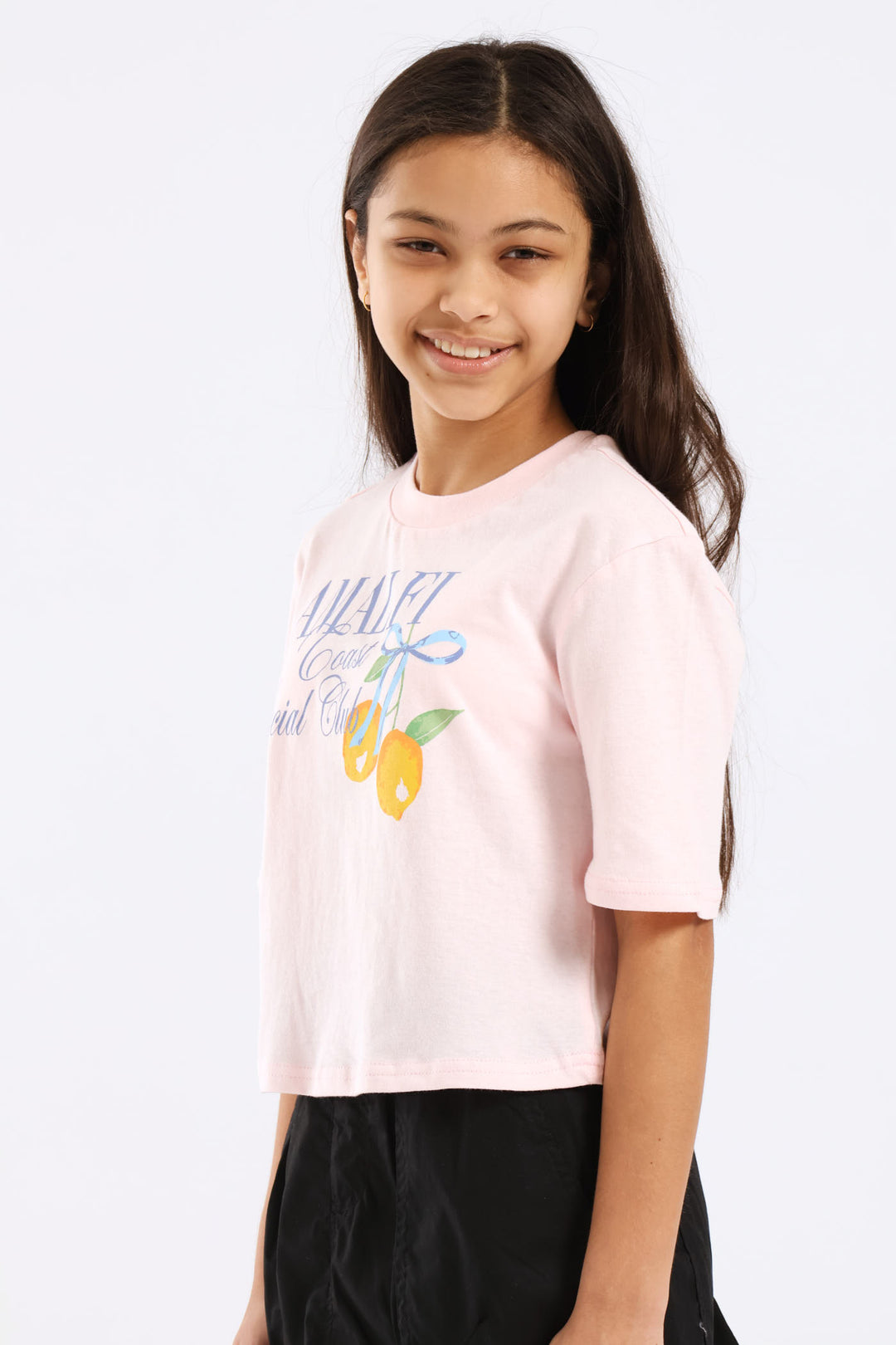 Girls Lemon Amalfi Coast Tee - Light Pink