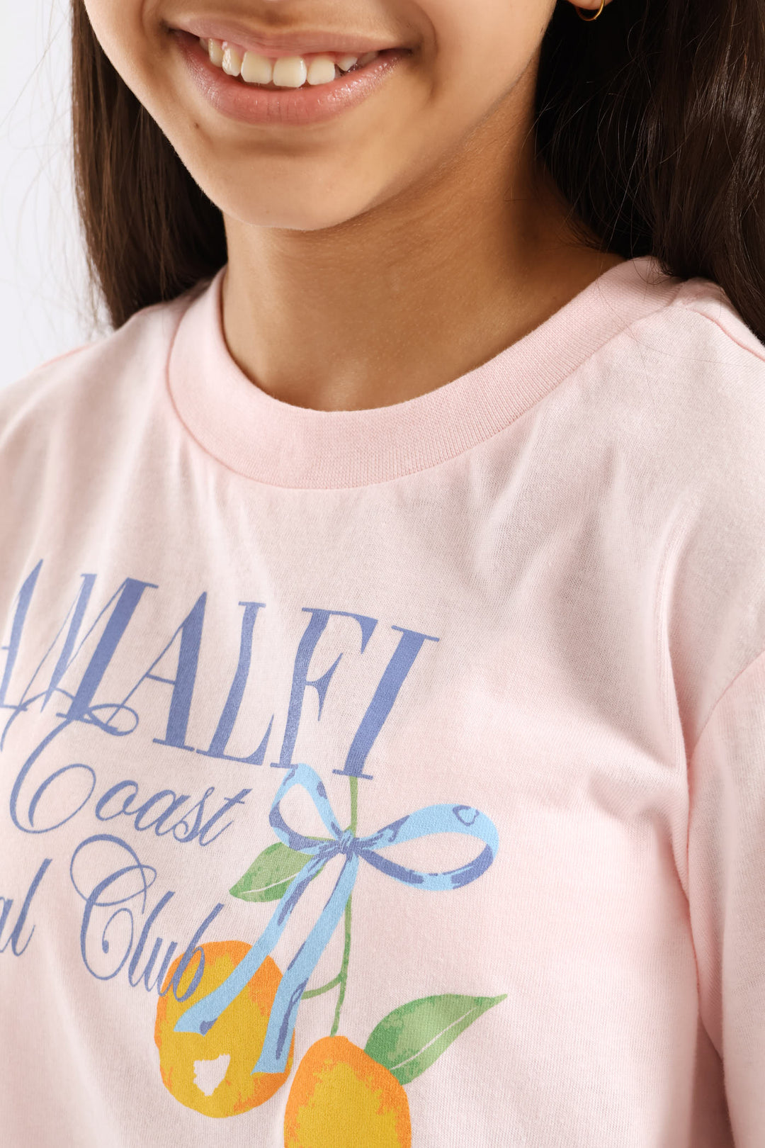 Girls Lemon Amalfi Coast Tee - Light Pink