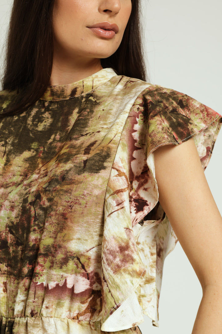 Sleeveless Frill Detail Hi-Neck Fit & Flare Tiered Dress