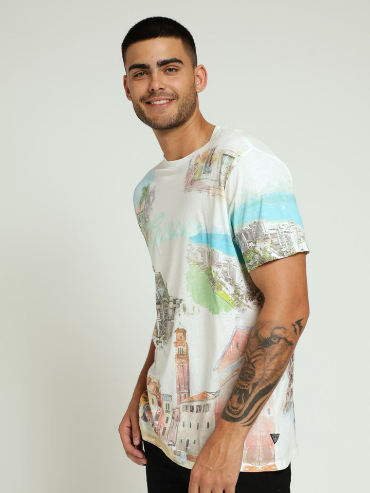 Riviera Postcard Tee - Off White