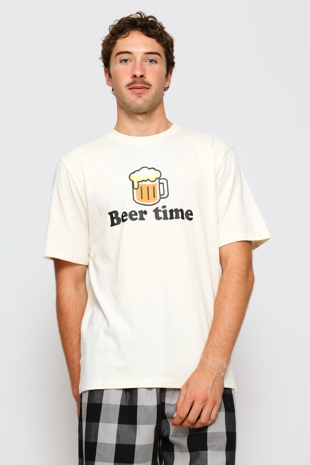 Beer Time Slogan Tee - Cream