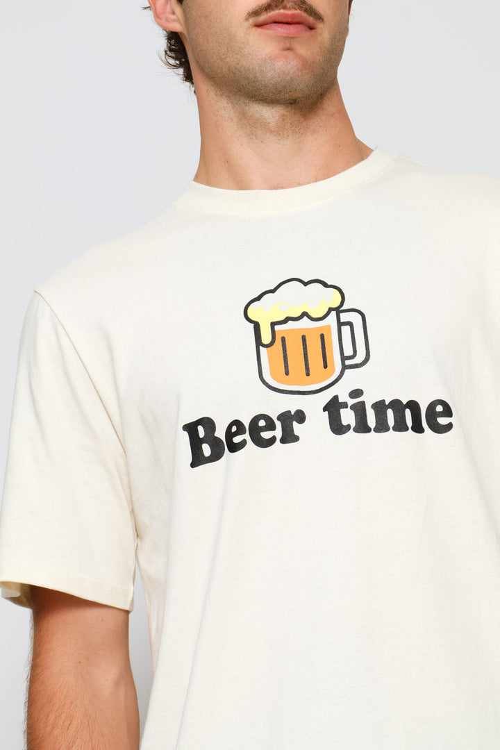 Beer Time Slogan Tee - Cream