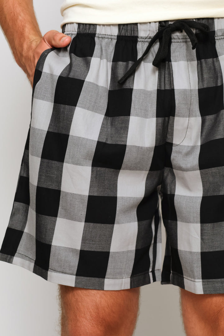 Yarn Dyed Check Sleep Shorts - Grey/Black