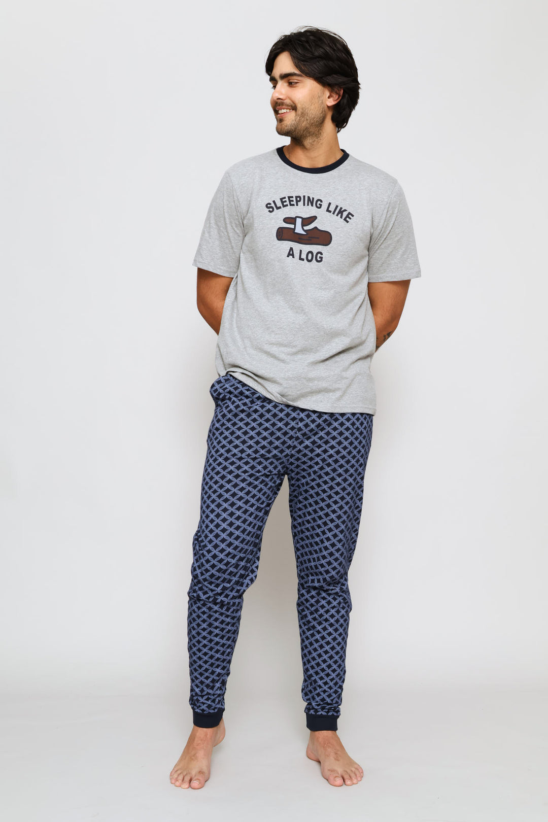 Print Knit Sleep Jogger - Navy